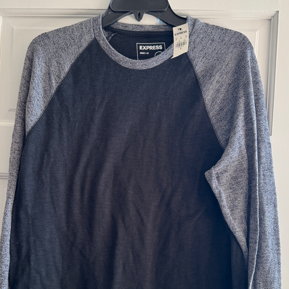 Express Two-Tone Black and Gray Raglan Top